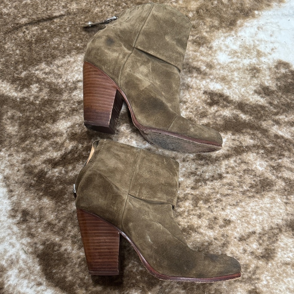 Rag & Bone Newbury Suede Ankle Boots - Khaki size 38.5